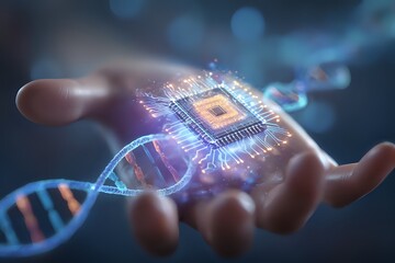 Human-Tech Fusion: Microchip and Biological Harmony