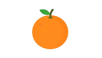 Digital illustration of a whole citrus fruit with green stem and leaf