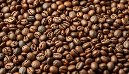 Fototapeta premium Close-up of coffee beans arranged in a geometric pattern, element, roasted