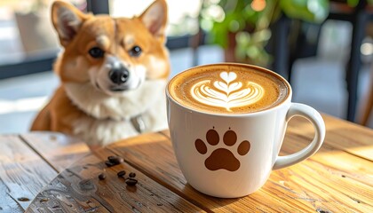 Corgi and Coffee - A Perfect Morning Duo.