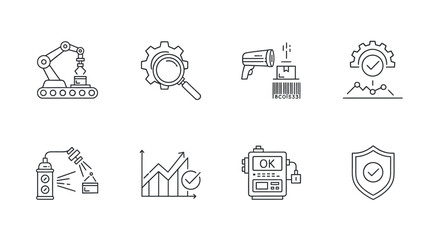 Collection of hand drawn business icons representing growth strategy and security vector