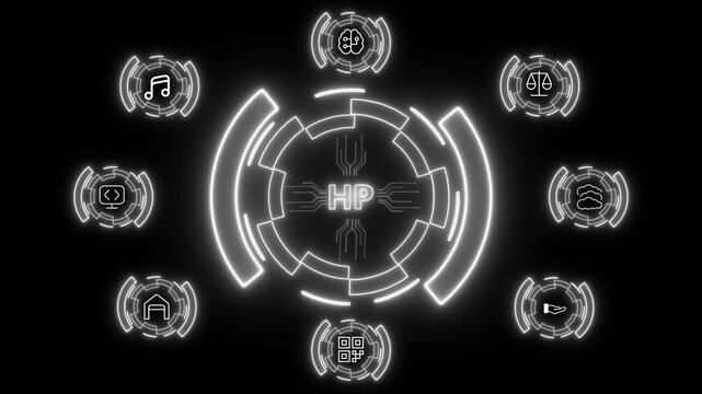 Digital hand holding a tablet with glowing text on HP a dark background big data machine learning to use generative for business support.cloud database, search and manage documents