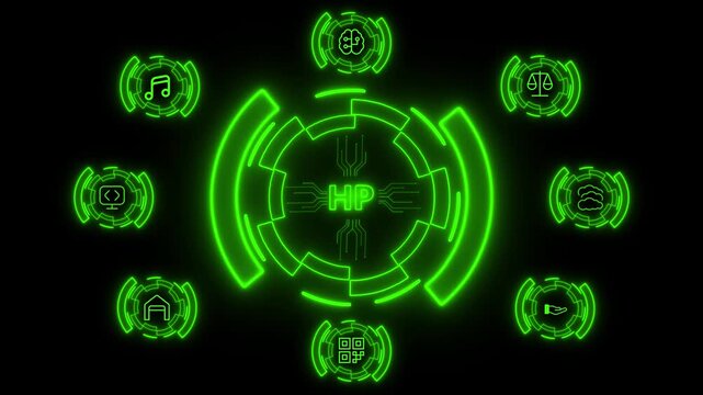 Digital hand holding a tablet with glowing text on HP a dark background big data machine learning to use generative for business support.cloud database, search and manage documents