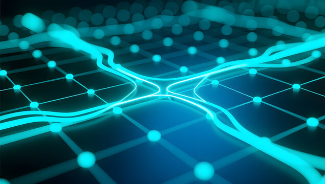 Abstract light three-dimensional luminous particles technology sense KV main visual background