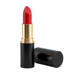 Bright Red Lipstick with Golden Accents in Black Tube