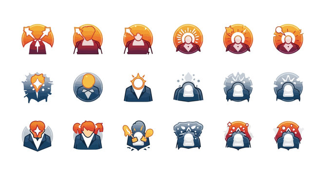Diverse set of watercolor style portrait icons representing various professions and personalities vector