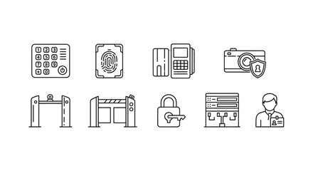 Set of security and access control icons for technology and safety applications vector