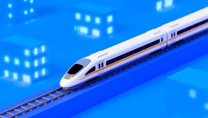 3D High-Speed Rail Holiday Travel Illustration