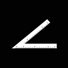 White Set Square Icon Showing Measurement and Geometry Tools on Black Background