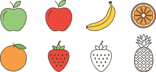 Collection of Fresh Fruits Healthy Food Illustration