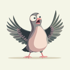 Obraz premium Flat Vector of Scared Pigeon with Wide Eyes