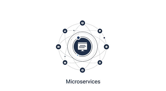 Microservices architecture diagram abstract concept representing distributed systems and software components vector