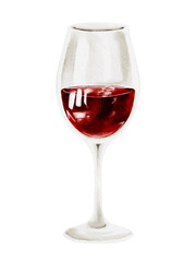 Glass of red wine watercolor