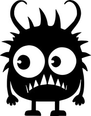 Cute Monster Vector – Funny Black Silhouette Cartoon Character