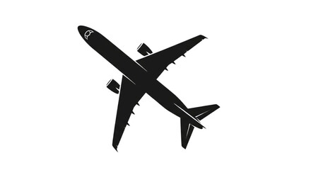 Silhouette Airplane Taking Off Global Travel Logistics Industry Flight Journey Icon