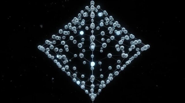 A carbon atoms bonding into the perfect, rotating lattice structure of a diamond. A visualization of strength and beauty on a molecular scale.