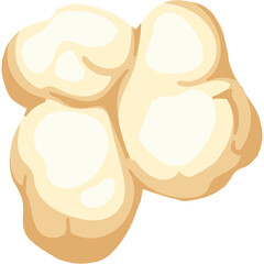 Illustration Of A Light Yellow Clustered Popcorn Kernel With A Soft Shadow On A White Background Ready For Consumption