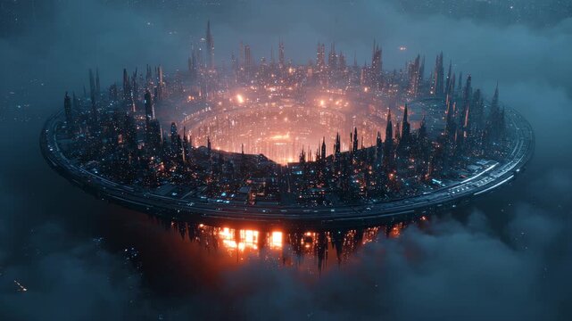 Sci-Fi Futuristic City Center with Massive Energy Core