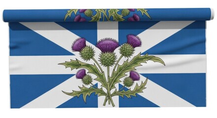 St. andrew’s day celebration banner with scottish flag and thistle design