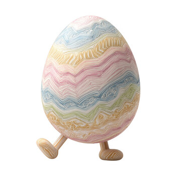 Colorful Easter Egg With Whimsical Patterns and Playful Design isolated on transparent background.