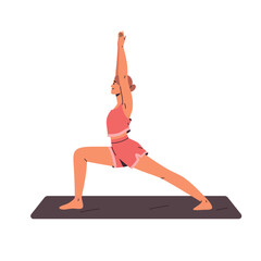 Young woman in sportswear practices yoga