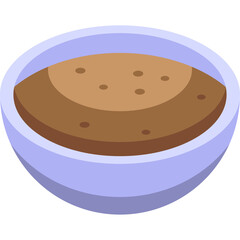 A Light Purple Bowl Filled With A Thick Brown Substance And Small Dark Specks Offers A Top Down Perspective Of A Food Item Or Drink.