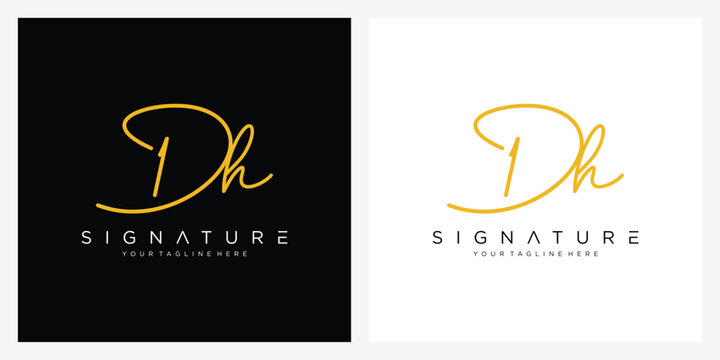 DH initial handwriting logo vector template