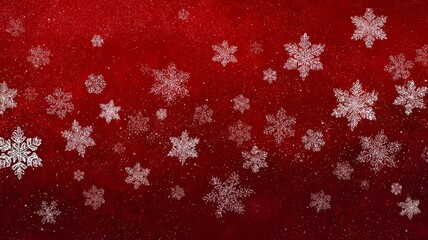 Red christmas background with falling snowflakes, festive holiday pattern, winter celebration design, seasonal decorations and sparkling snow for christmas cards and festive projects