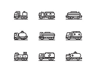 Fuel Truck Line Art Modern Vehicle Illustration