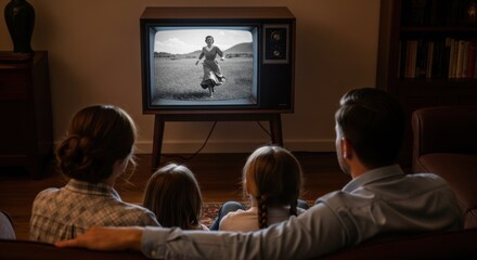 Celebrating world television day with family watching classic movies together