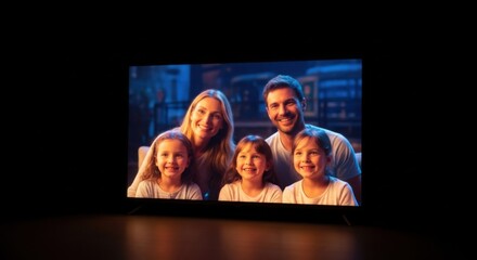 Celebrating world television day with a happy family watching together