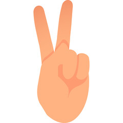 Human Hand Showing Peace Gesture With Two Fingers Up In The Air Against A White Background