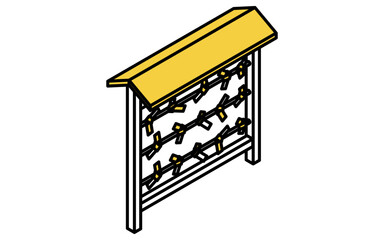 イベントアイコン、おみくじ結び所のシンプルなアイソメトリックイラスト