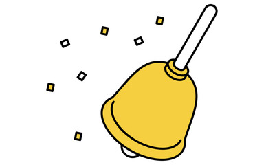 イベントアイコン、にぎやかしのベルと紙吹雪のシンプルなアイソメトリックイラスト