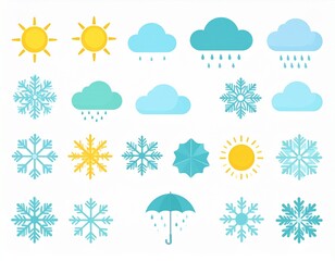 Winter Weather Icons Vector Set