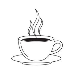 Steaming cup of coffee outline icon vector