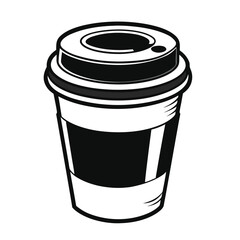 Black and white illustration of a disposable coffee cup