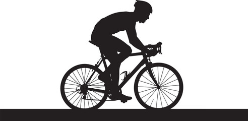 Obraz premium Silhouette of a cyclist in racing position on a road bike against a white background cycling bicycle on transparent background