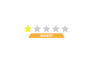 Worst rating with one star isolated on transparent background, feedback