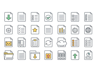 Collection of Document and File Icons for Digital and Business Purposes Modern Style Set of Outline Icons