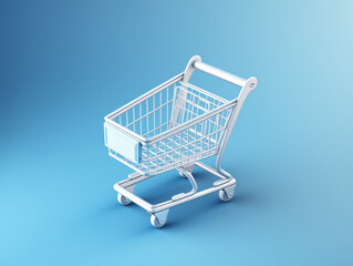 shopping cart on blue background
