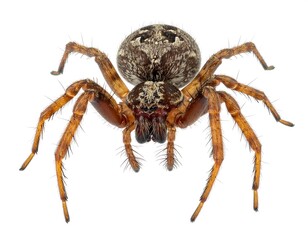 Close-up of a Wolf Spider on a White Background.