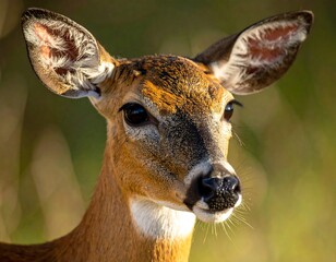 Close-up of a White-tailed Deer Doe in Natural Habitat.