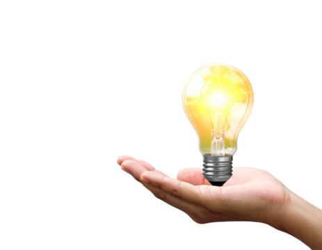 Hand Holding Shining Light Bulb with Energy Rays, Creative Concept, isolated - Hand Holding Shining Light Bulb with Energy Rays, Creative Concept, isolated