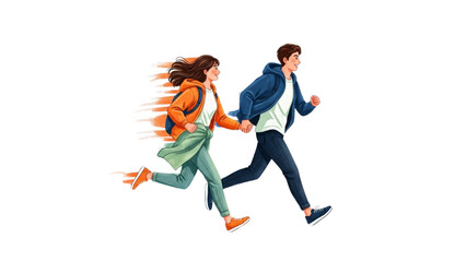 Couple Running Together in Motion, Symbolizing Shared Journey and Active Lifestyle