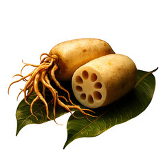 Lotus roots or mango leaf base

