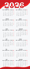 2026 Business and AI Technology Calendar Template,Abstract Blue Wave 2026 Full Year Calendar Planner