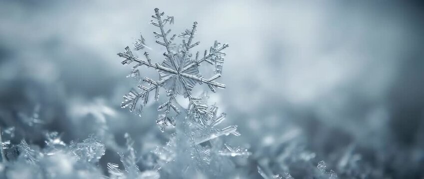 A perfect snowflake forming in mid-air. Watch as intricate hexagonal branches grow with perfect symmetry.