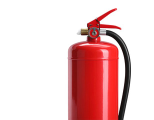 Hand Holding Shining Light Bulb with Energy Rays, Creative Concept, isolated - Side View of Fire Extinguisher Discharging Smoke, Dynamic Action, isolated