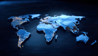 Phishing concept cyber security global network illuminated map digital connection data transfer threat awareness blue tone